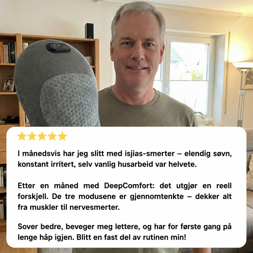 DeepComfort 3-in-1 Rückenmassagekissen – Wärme, Dehnung & Vibration